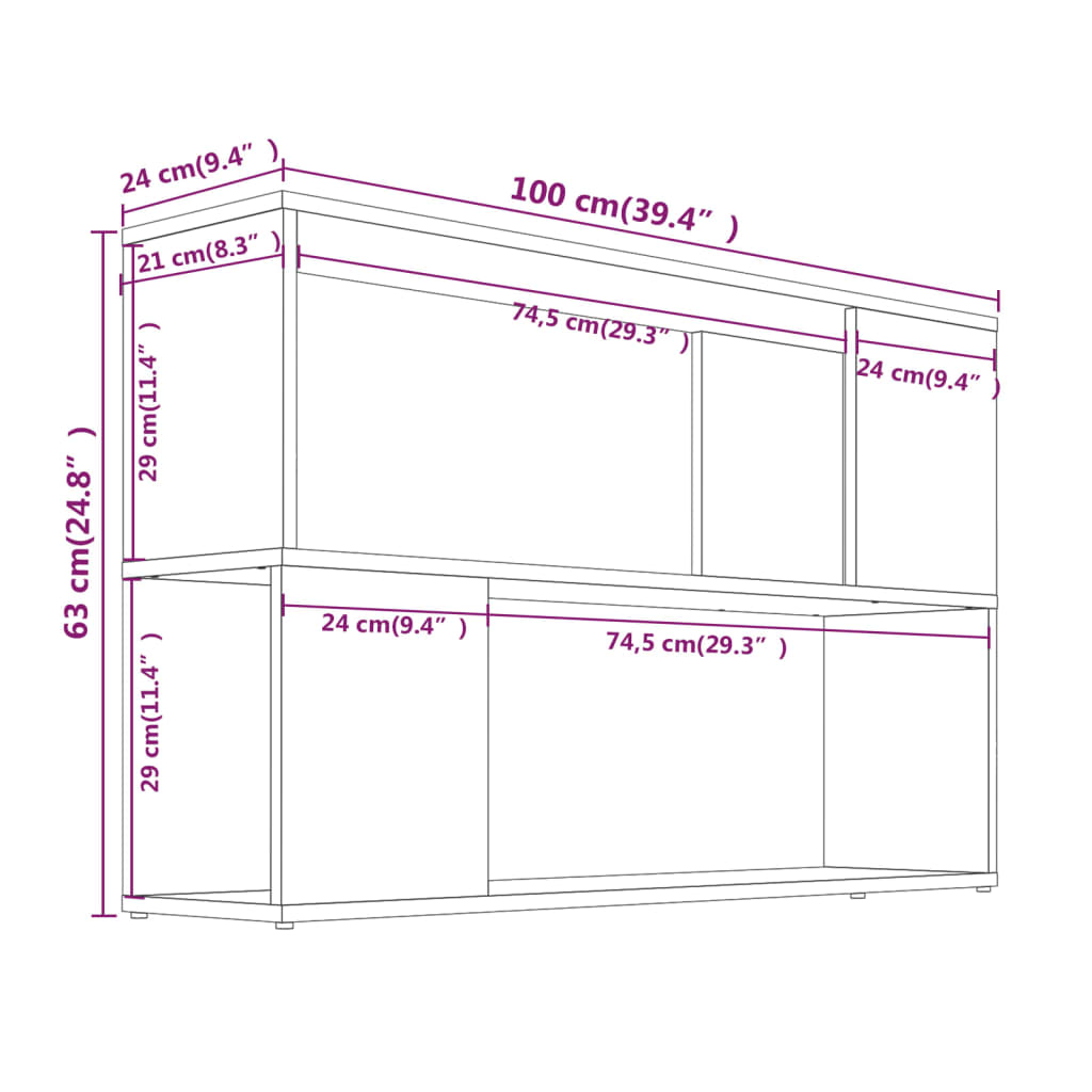 Libreria Rovere Fumo 100x24x63 cm in Legno Multistrato