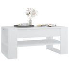 Tavolino da Salotto Bianco 102x55x45 cm in Legno Multistrato