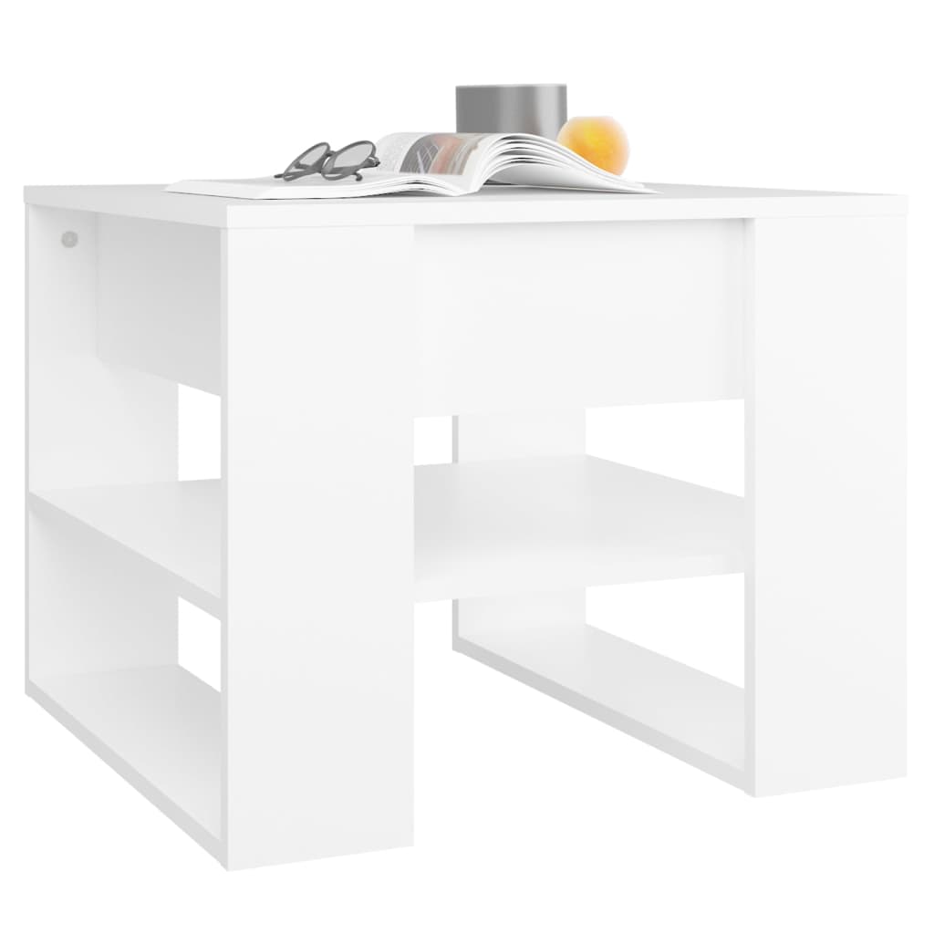 Tavolino da Salotto Bianco 55,5x55x45 cm in Legno Multistrato