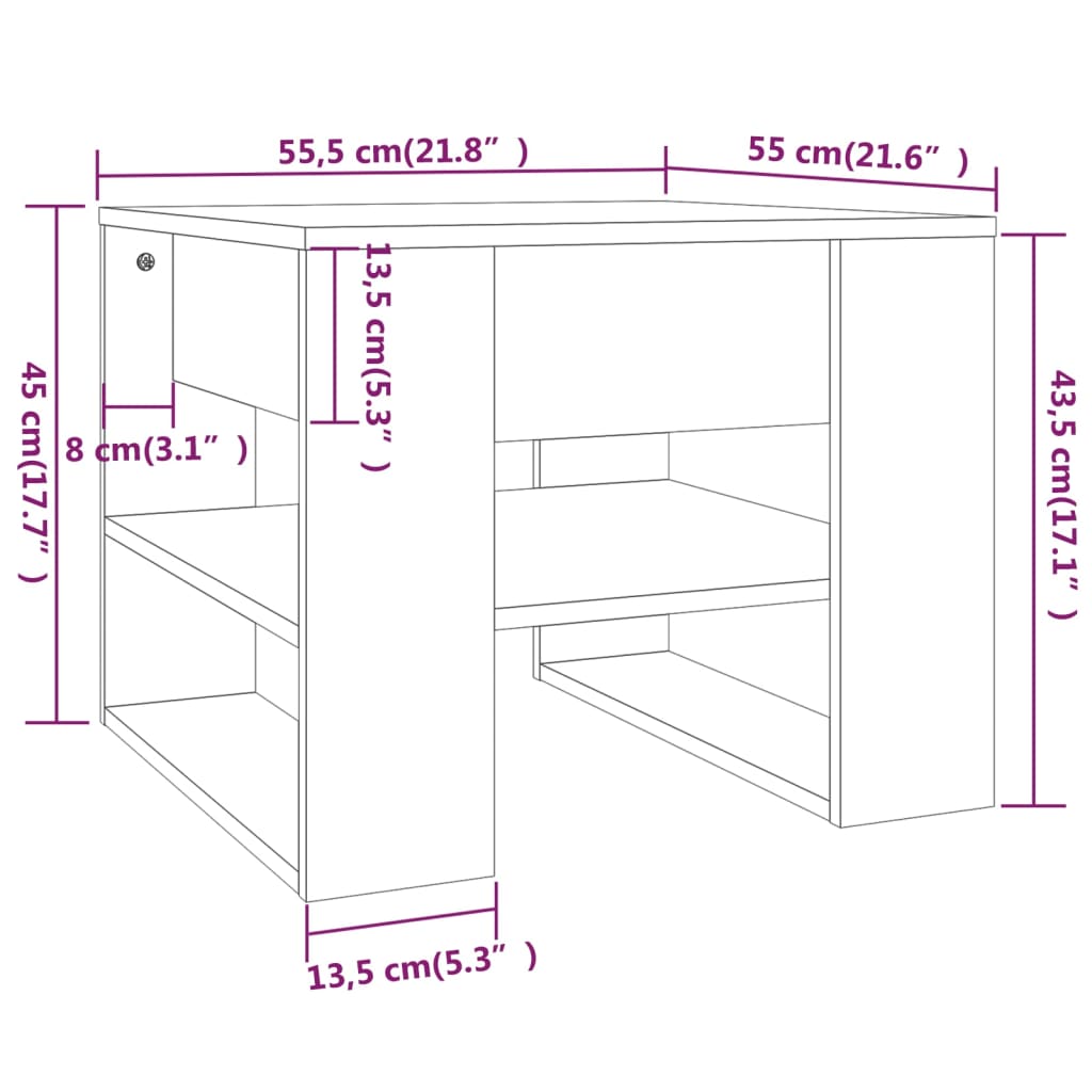 Tavolino Salotto Rovere Sonoma 55,5x55x45 cm Legno Multistrato
