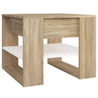 Tavolino Bianco e Rovere Sonoma 55,5x55x45 cm Legno Multistrato