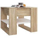 Tavolino Bianco e Rovere Sonoma 55,5x55x45 cm Legno Multistrato