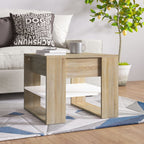 Tavolino Bianco e Rovere Sonoma 55,5x55x45 cm Legno Multistrato