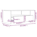 Tavolino Salotto Grigio Cemento 102x55x42 cm Legno Compensato