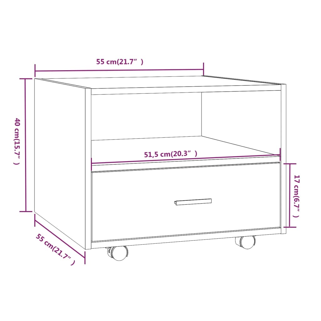 Tavolino da Salotto Rovere Sonoma 55x55x40 cm Legno Multistrato