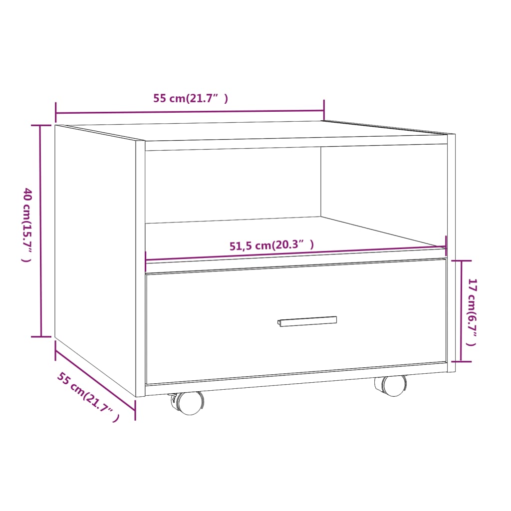 Tavolino Salotto Grigio Cemento 55x55x40 cm Legno Multistrato