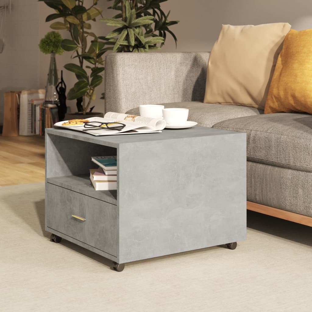 Tavolino Salotto Grigio Cemento 55x55x40 cm Legno Multistrato