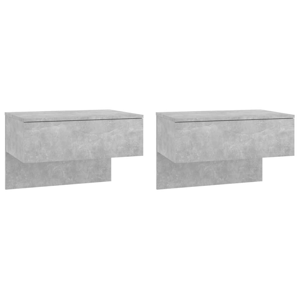 Comodini a Muro 2 pz Grigio Cemento