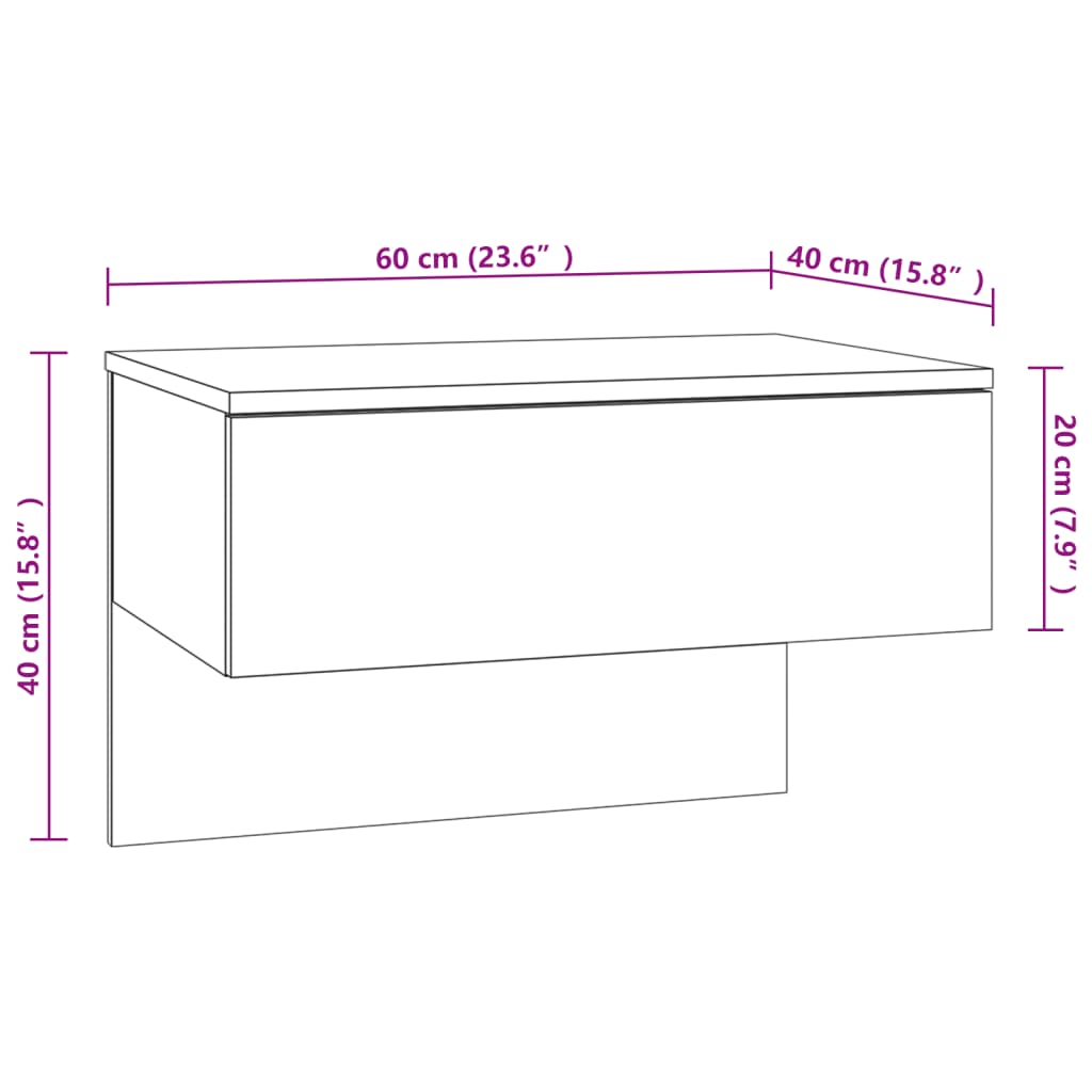 Comodini a Muro 2 pz Bianco Lucido