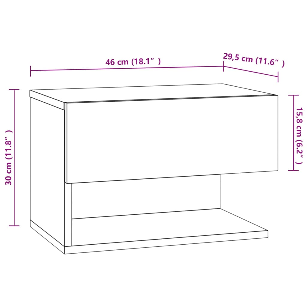 Comodini a Muro 2 pz Rovere Sonoma