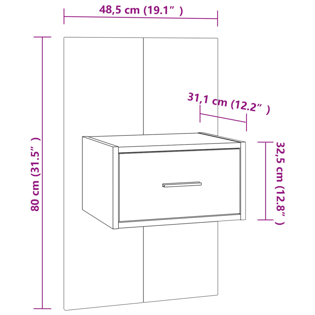 Comodini a Muro 2 pz Rovere Sonoma