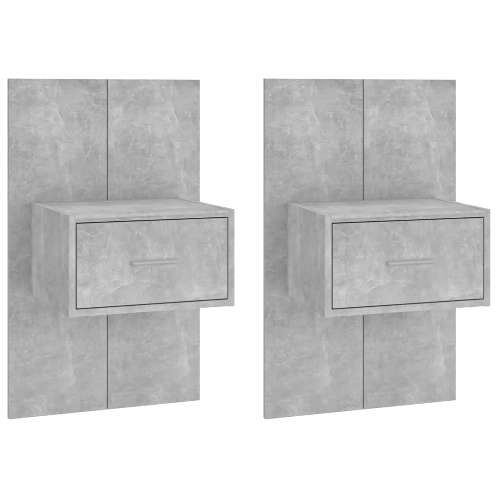 Comodini a Muro 2 pz Grigio Cemento