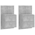 Comodini a Muro 2 pz Grigio Cemento