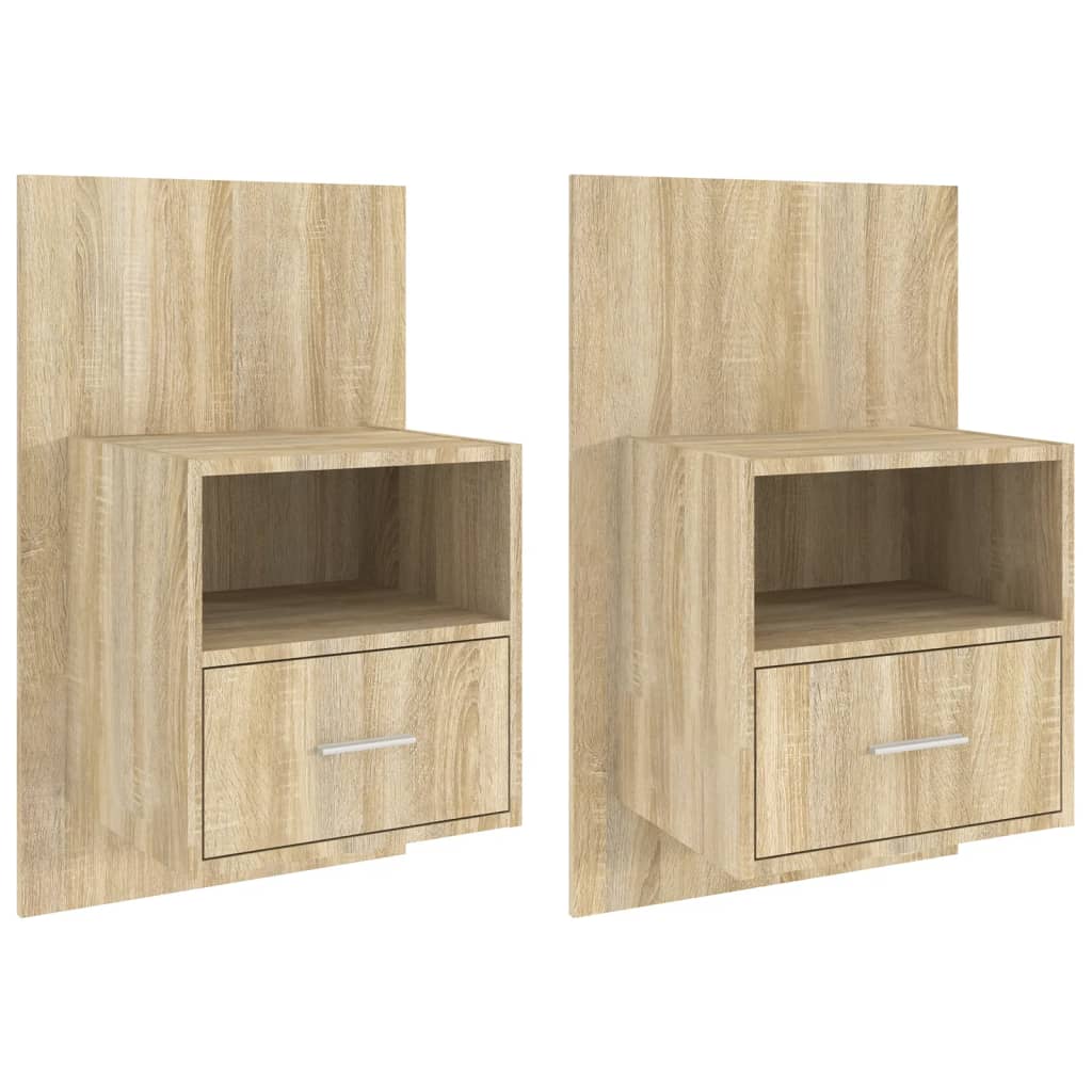 Comodini a Muro 2 pz Rovere Sonoma