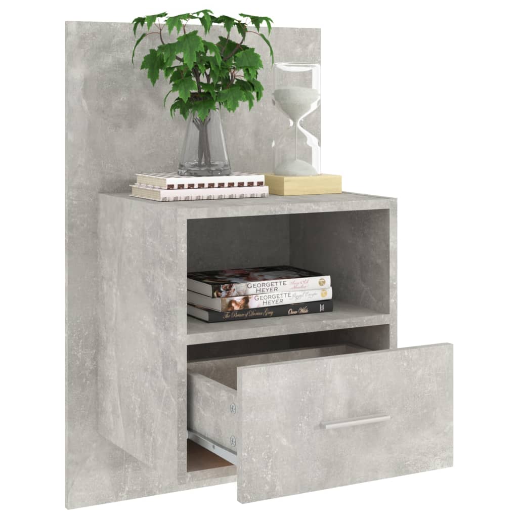 Comodini a Muro 2 pz Grigio Cemento