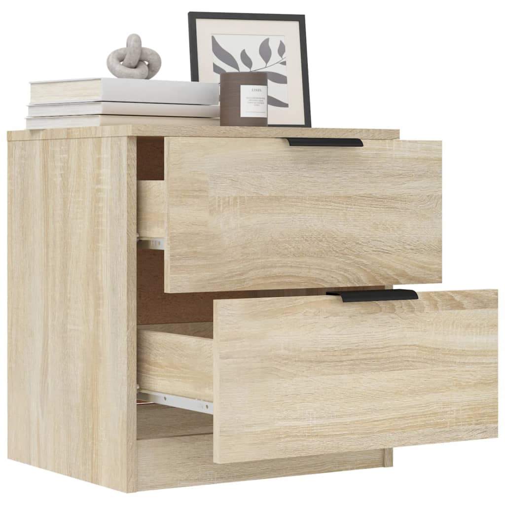 Comodini 2 pz Rovere Sonoma in Legno Multistrato