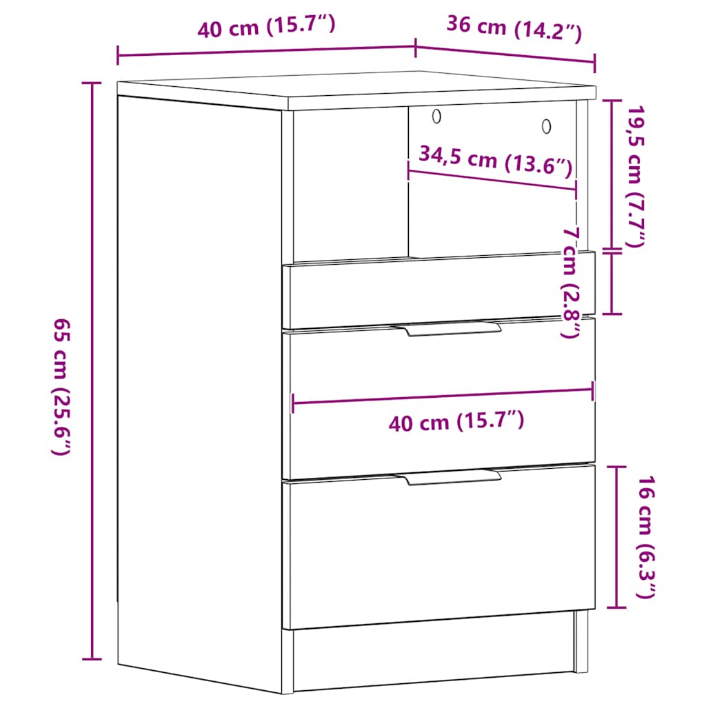 Comodini 2 pz Rovere Sonoma in Legno Multistrato