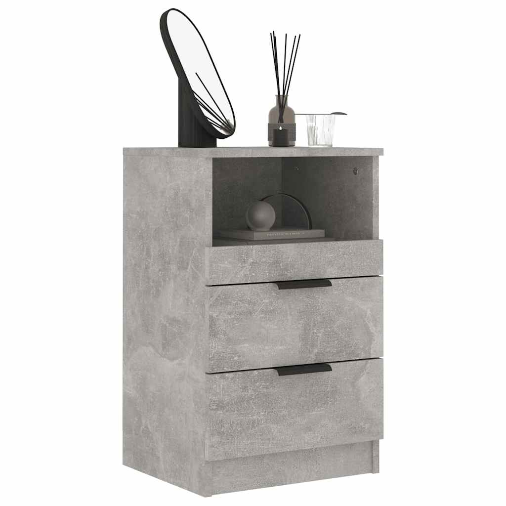 Comodini 2 pz Grigio Cemento in Legno Multistrato