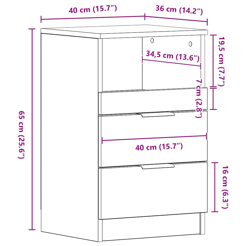Comodini 2 pz Grigio Cemento in Legno Multistrato