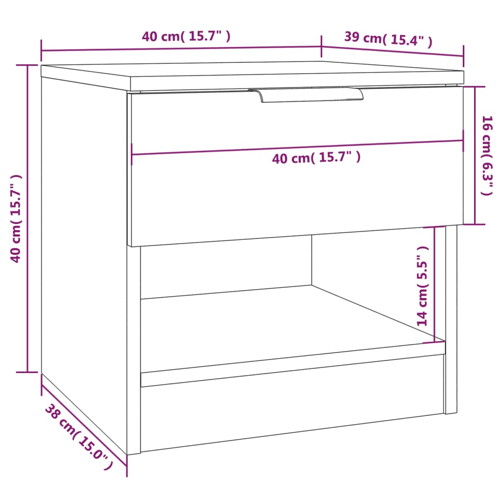 Comodini 2 pz Bianchi in Legno Multistrato