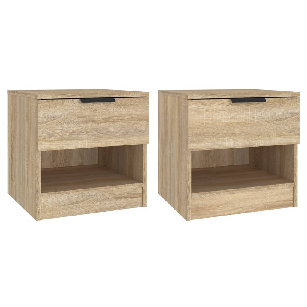 Comodini 2 pz Rovere Sonoma in Legno Multistrato