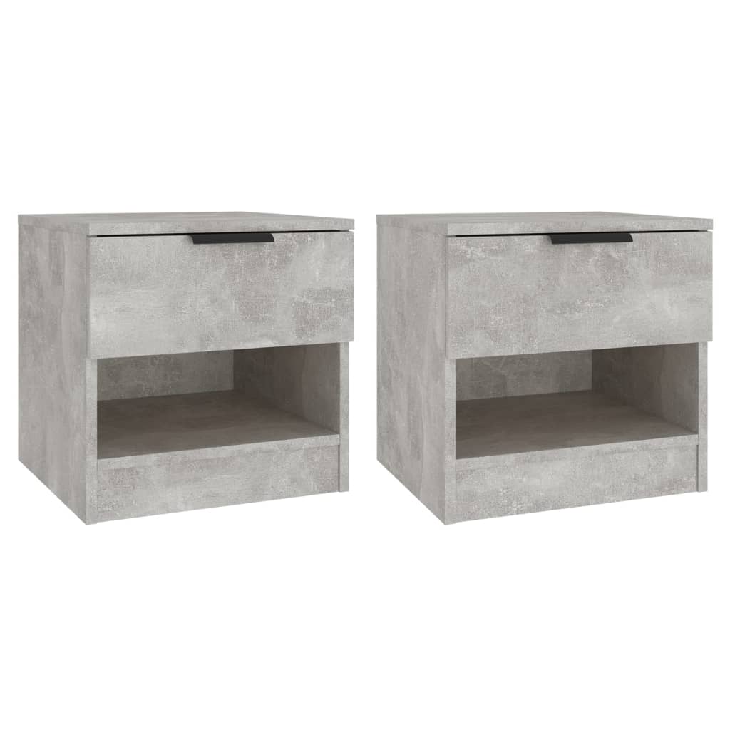 Comodini 2pz Grigio Cemento in Legno Multistrato