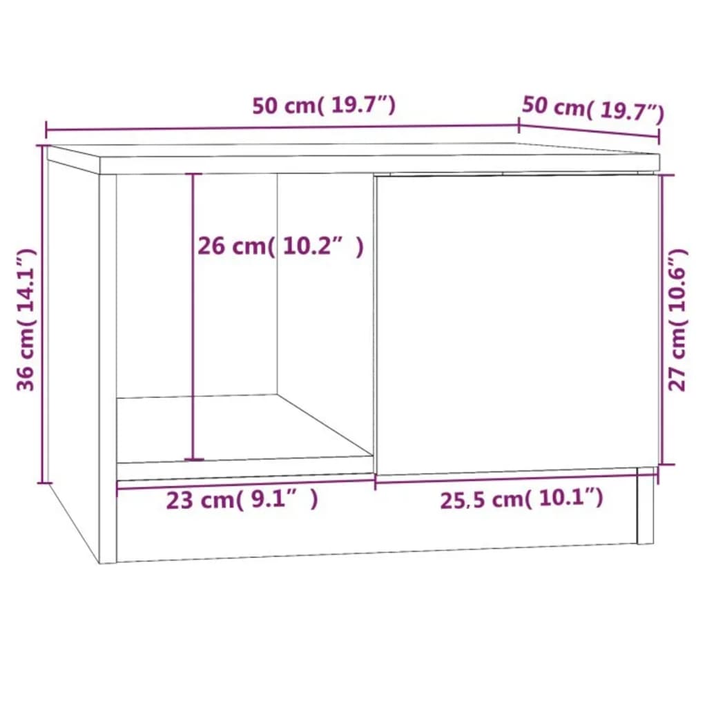 Tavolino da Salotto Rovere Sonoma 50x50x36 cm Legno Multistrato