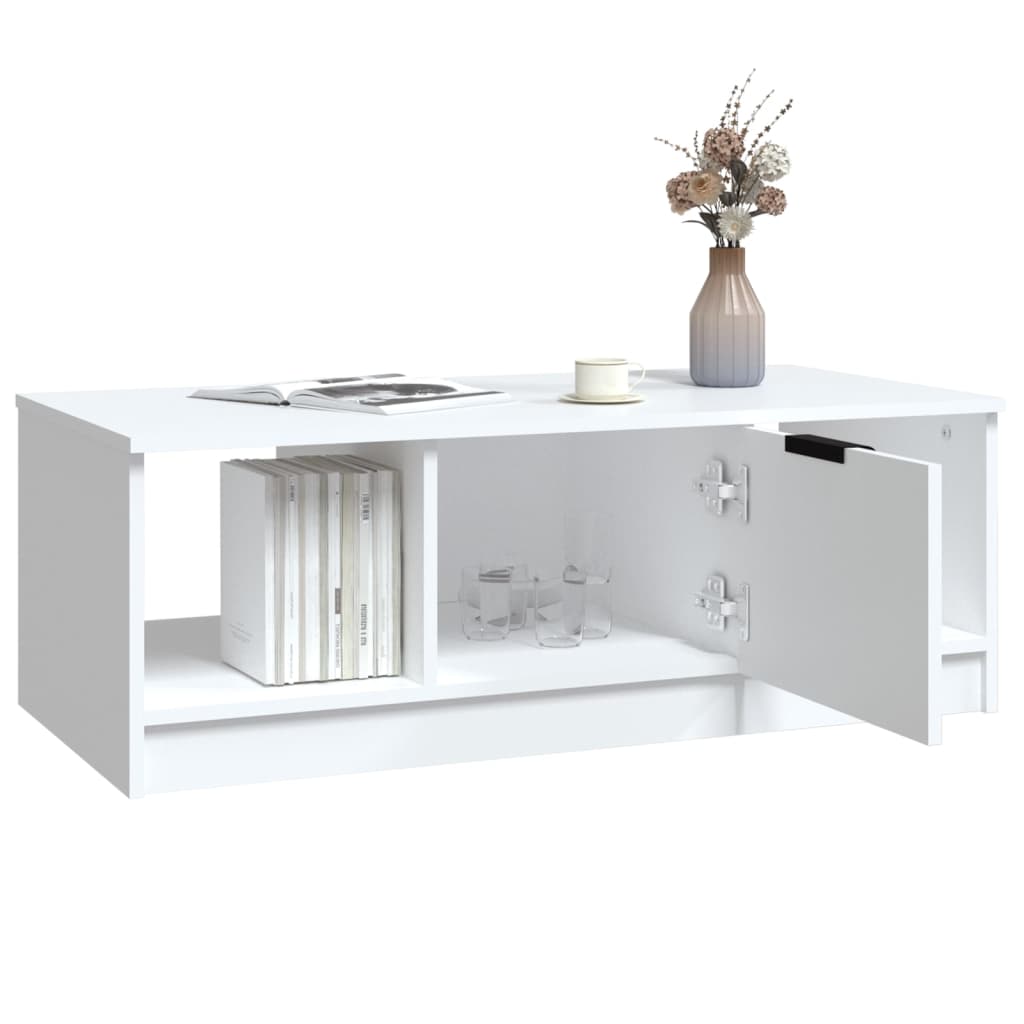 Tavolino da Salotto Bianco 102x50x36 cm in Legno Multistrato