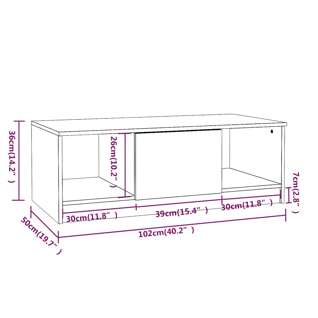 Tavolino da Salotto Rovere Sonoma 102x50x36cm Legno Multistrato