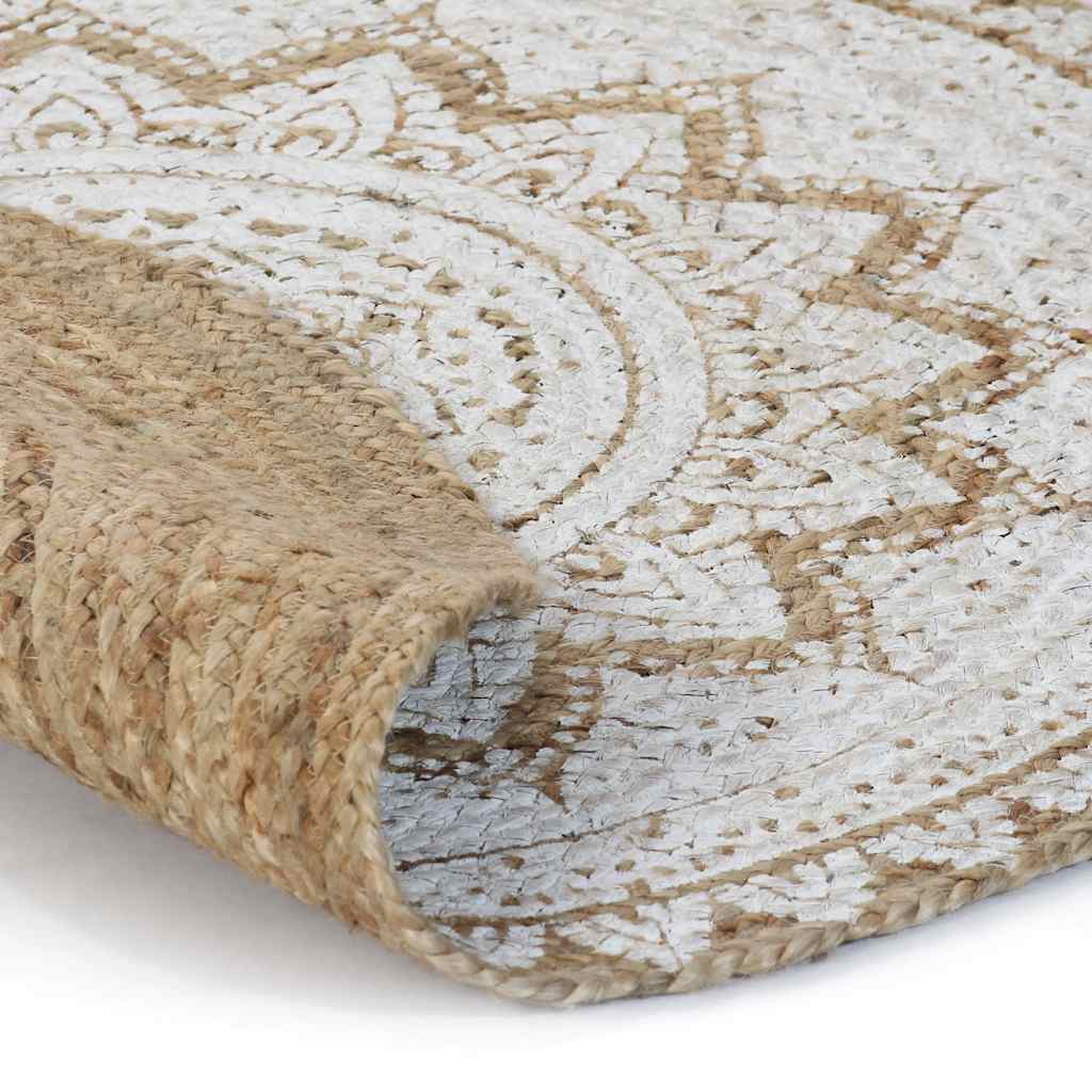 Tappeto in Juta Intrecciata con Stampa 180 cm Rotondo