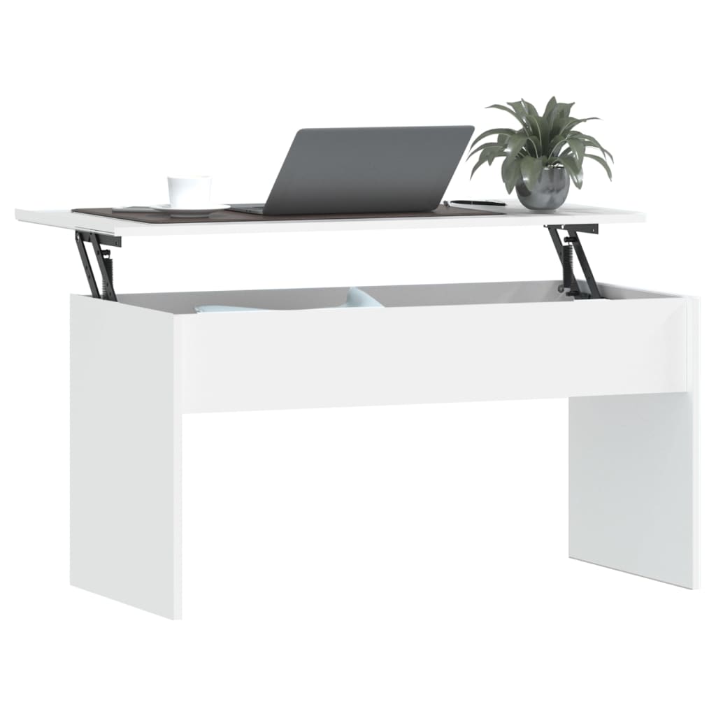 Tavolino da Salotto Bianco 102x50,5x52,5cm in Legno Multistrato