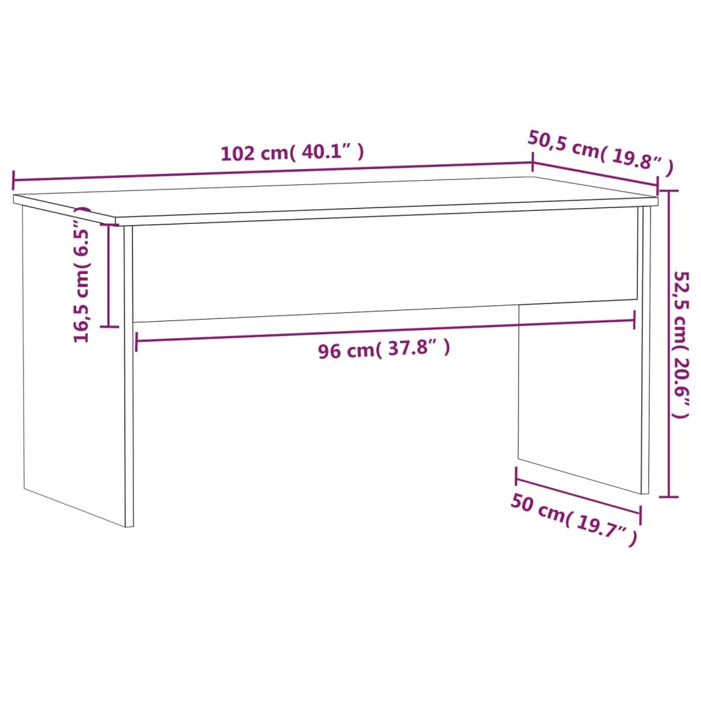 Tavolino Rovere Sonoma 102x50,5x52,5 cm in Legno Multistrato