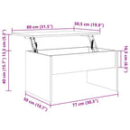 Tavolino Salotto Bianco Lucido 80x50,5x41,5cm Legno Multistrato