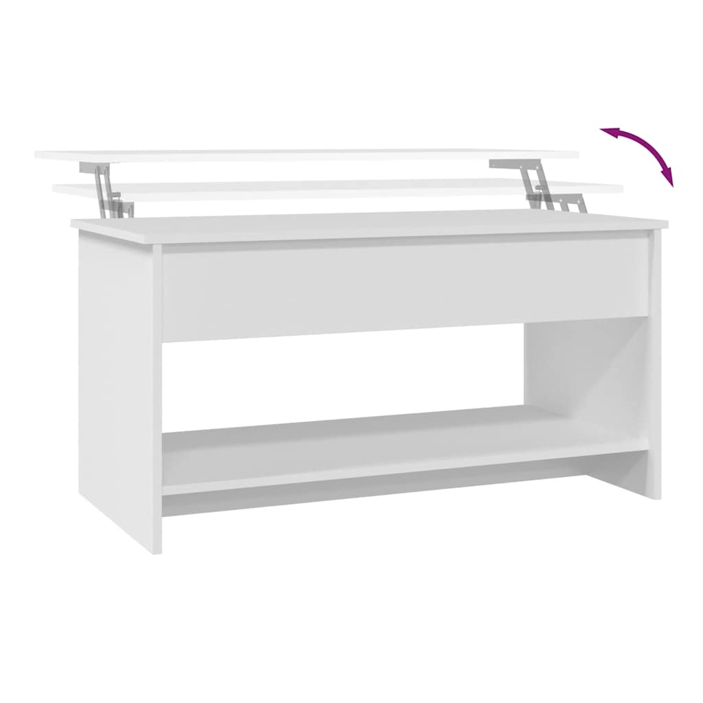 Tavolino da Salotto Bianco 102x50x52,5 cm in Legno Multistrato