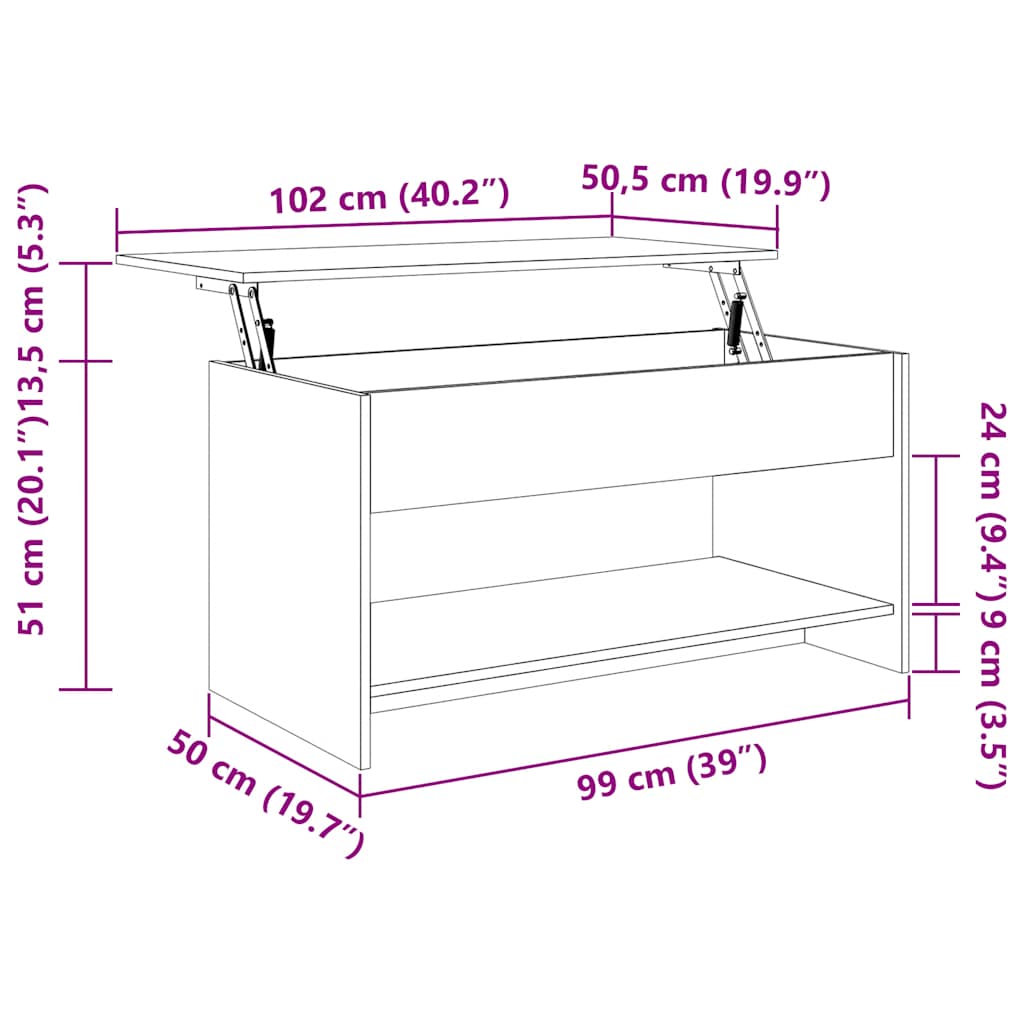 Tavolino da Salotto Bianco 102x50x52,5 cm in Legno Multistrato