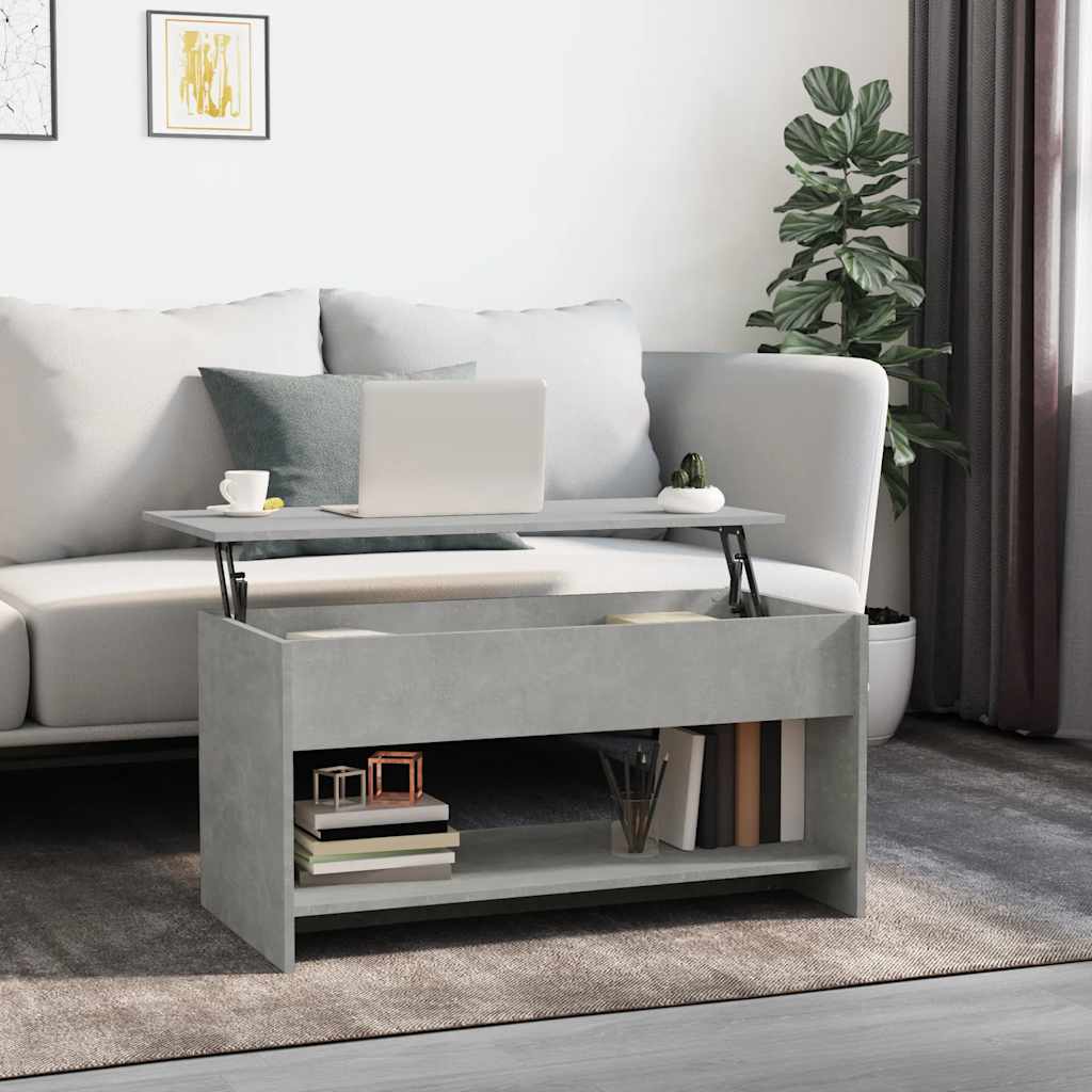 Tavolino Salotto Grigio Cemento 102x50x52,5cm Legno Multistrato