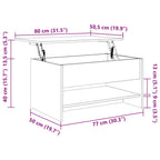 Tavolino da Salotto Bianco 80x50x40 cm in Legno Multistrato