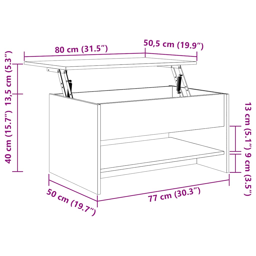 Tavolino da Salotto Rovere Sonoma 80x50x40 cm Legno Multistrato