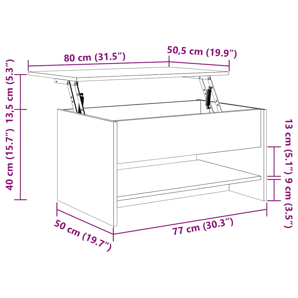 Tavolino da Salotto Grigio Cemento 80x50x40cm Legno Multistrato