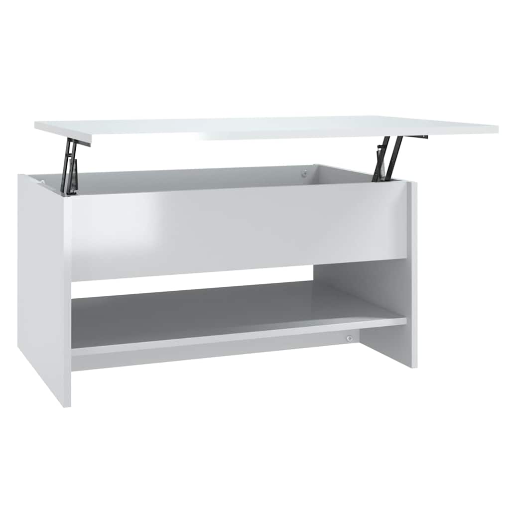 Tavolino da Salotto Bianco Lucido 80x50x40 cm Legno Multistrato