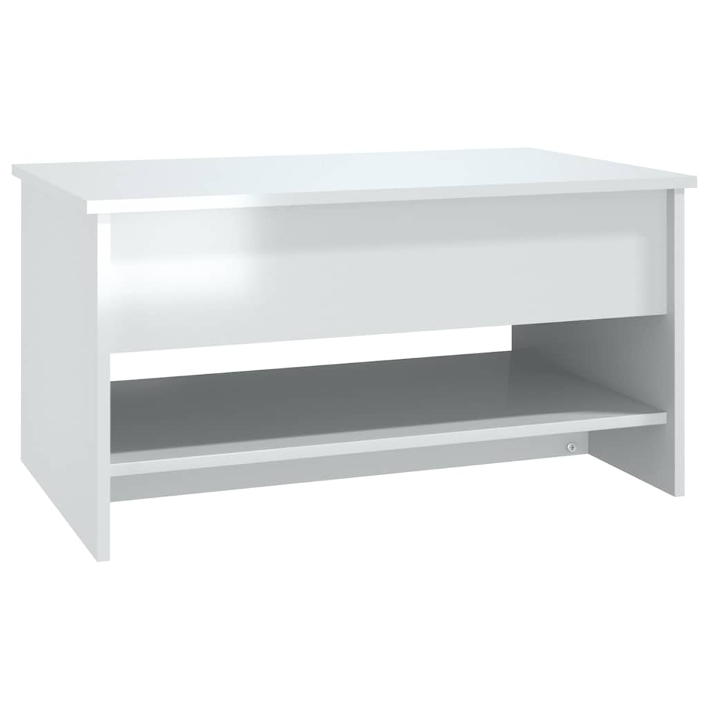 Tavolino da Salotto Bianco Lucido 80x50x40 cm Legno Multistrato