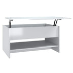 Tavolino da Salotto Bianco Lucido 80x50x40 cm Legno Multistrato