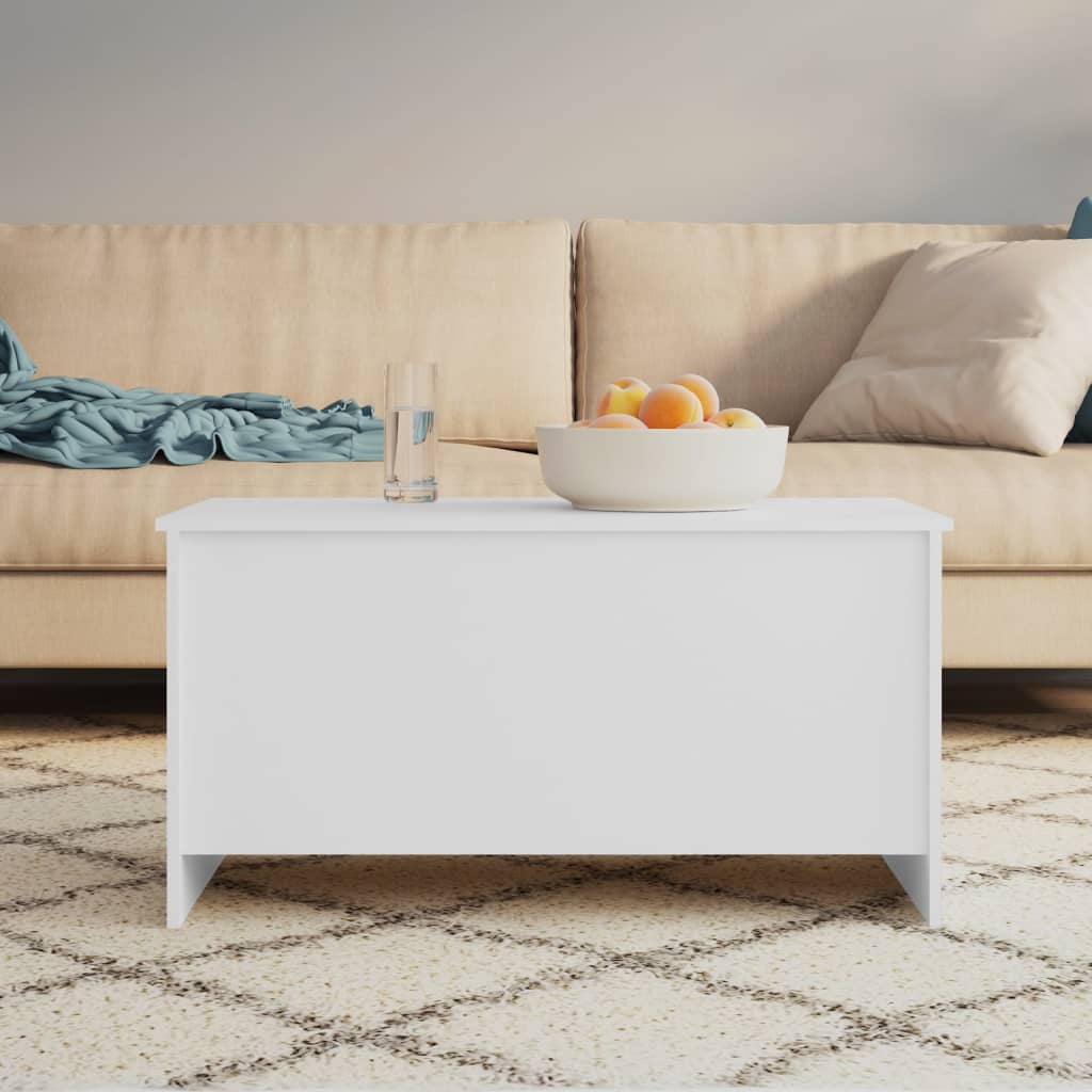 Tavolino da Salotto Bianco 102x55,5x52,5 cm Legno Multistrato