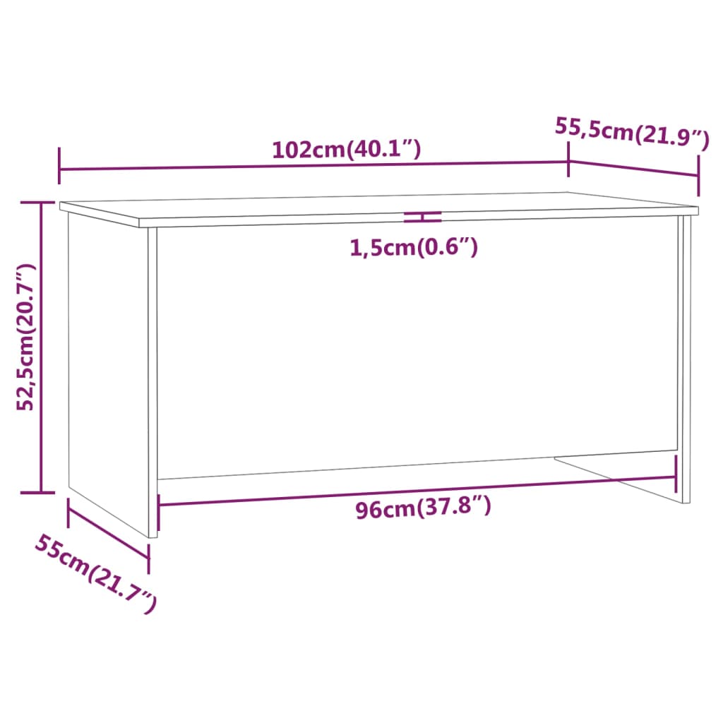 Tavolino Grigio Cemento 102x55,5x52,5 cm in Legno Multistrato