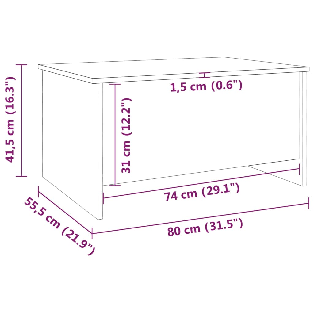 Tavolino Salotto Rovere Sonoma 80x55,5x41,5cm Legno Multistrato