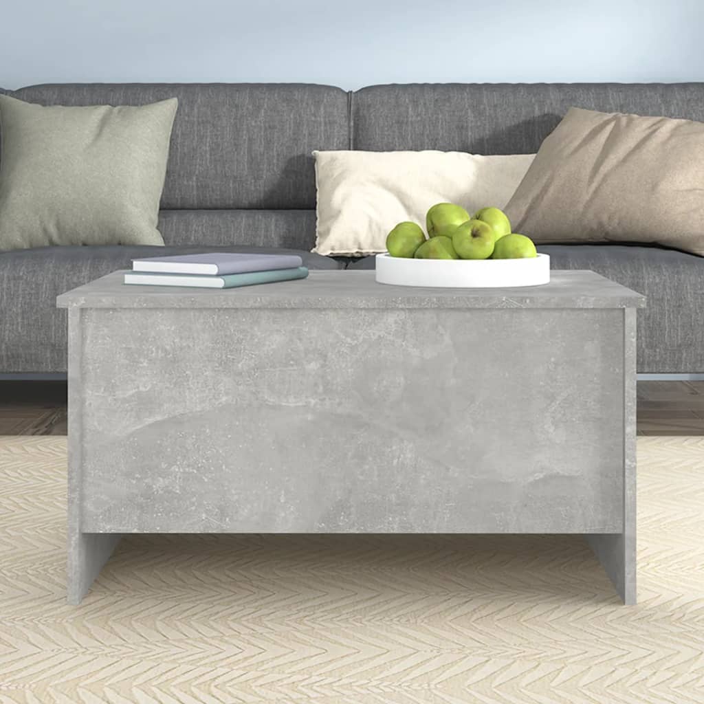 Tavolino Grigio Cemento 80x55,5x41,5 cm in Legno Multistrato