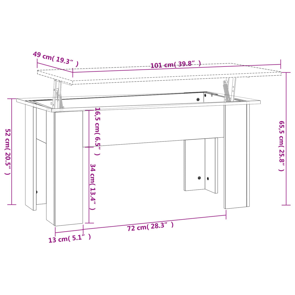 Tavolino da Salotto Rovere Sonoma 101x49x52cm Legno Multistrato