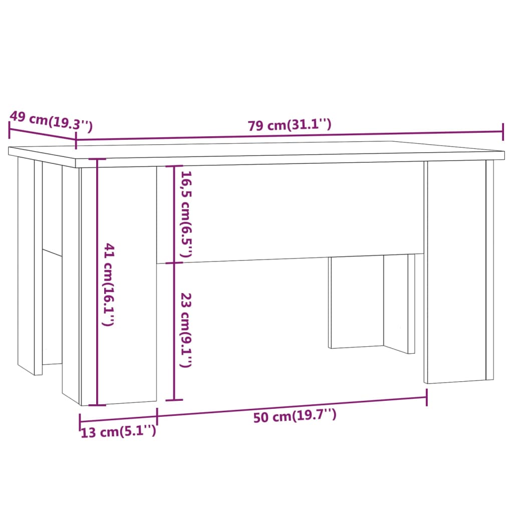 Tavolino da Salotto Nero 79x49x41 cm in Legno Multistrato