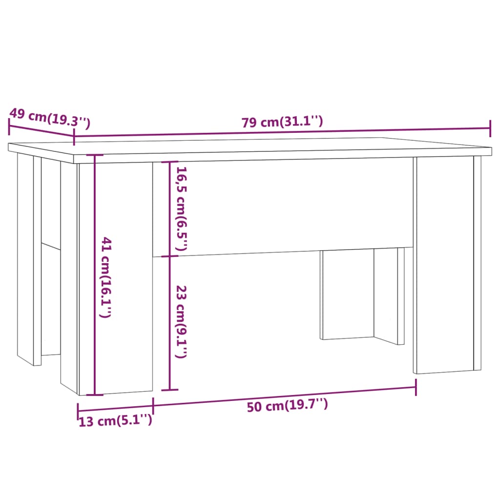 Tavolino da Salotto Rovere Sonoma 79x49x41 cm Legno Multistrato