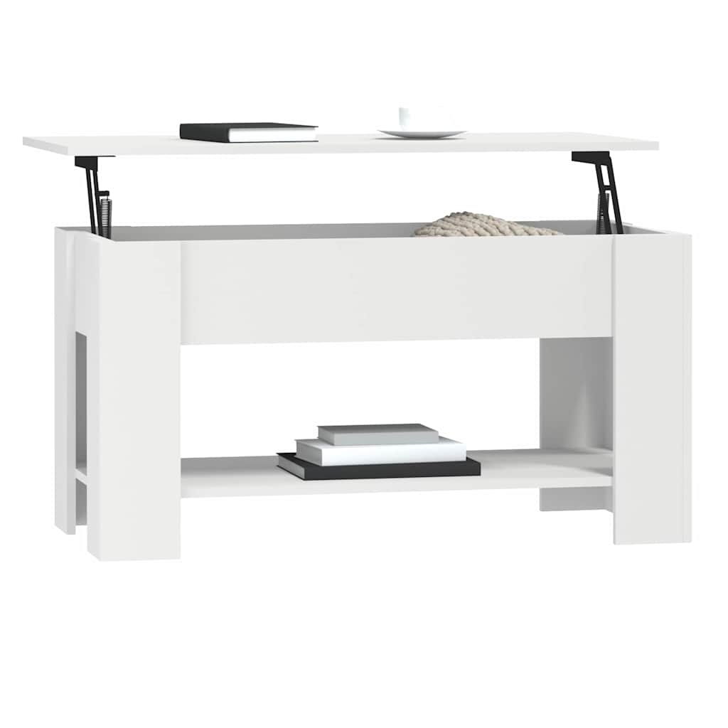 Tavolino da Salotto Bianco 101x49x52 cm in Legno Multistrato